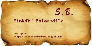 Sinkó Balambér névjegykártya